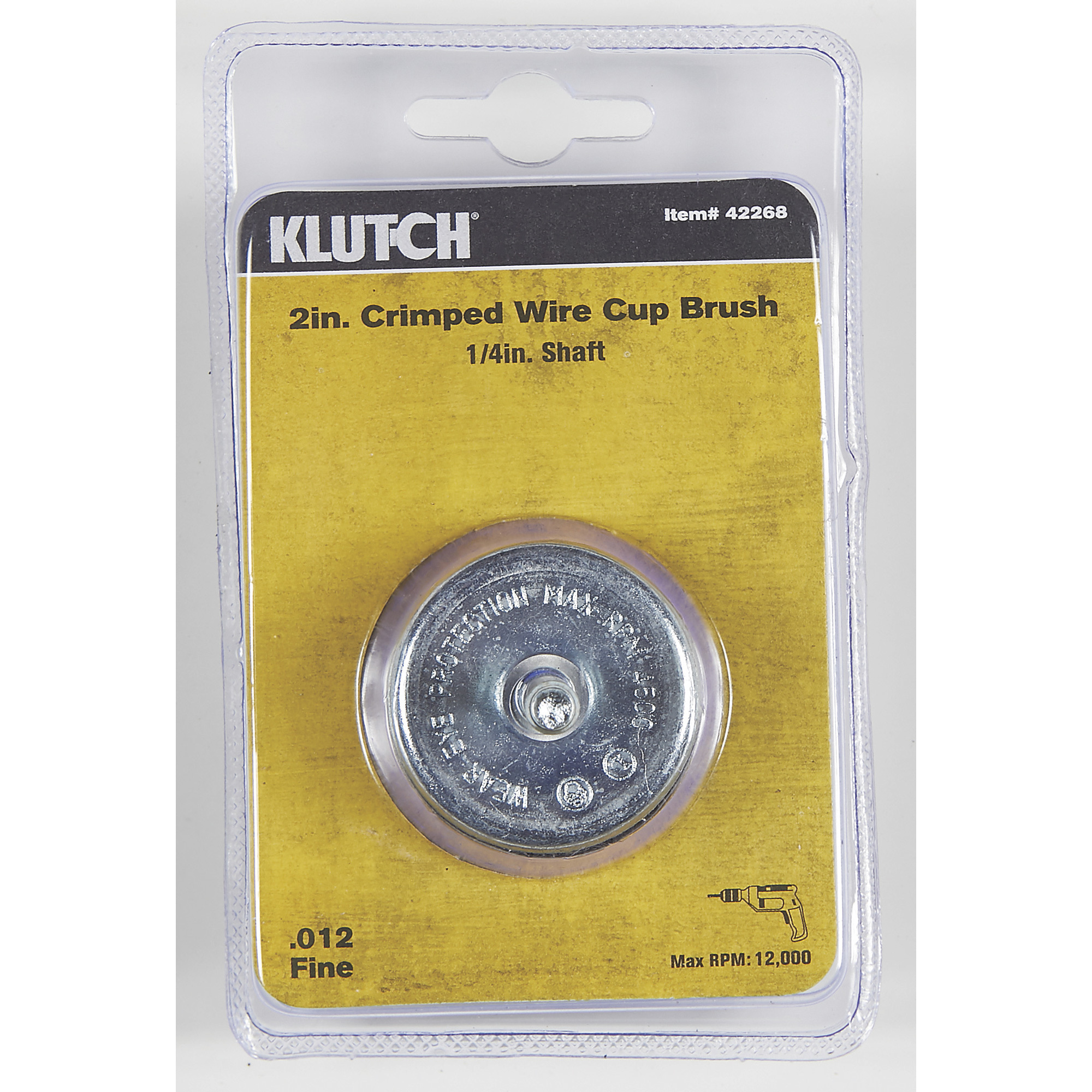 Klutch 2in. Crimped Fine Wire Cup Brush with 1/4in. Shaft